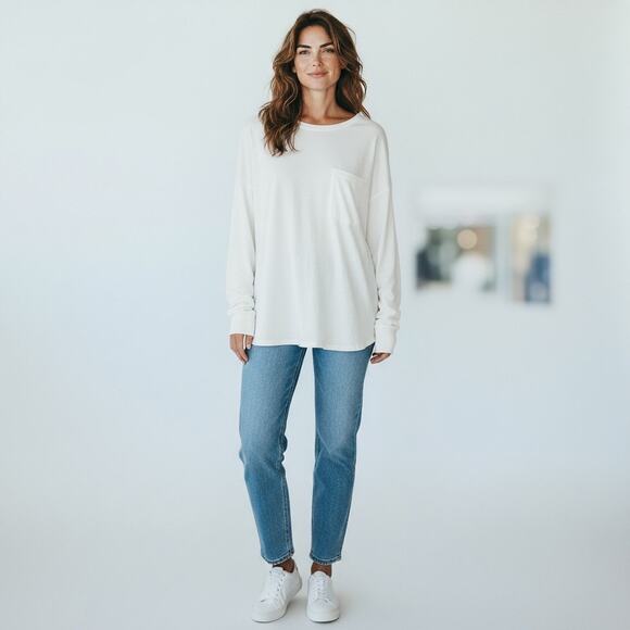 We The Free White Fade Into You Tee Long Sleeve Tee Shirt XL NWOT - Picture 6 of 13